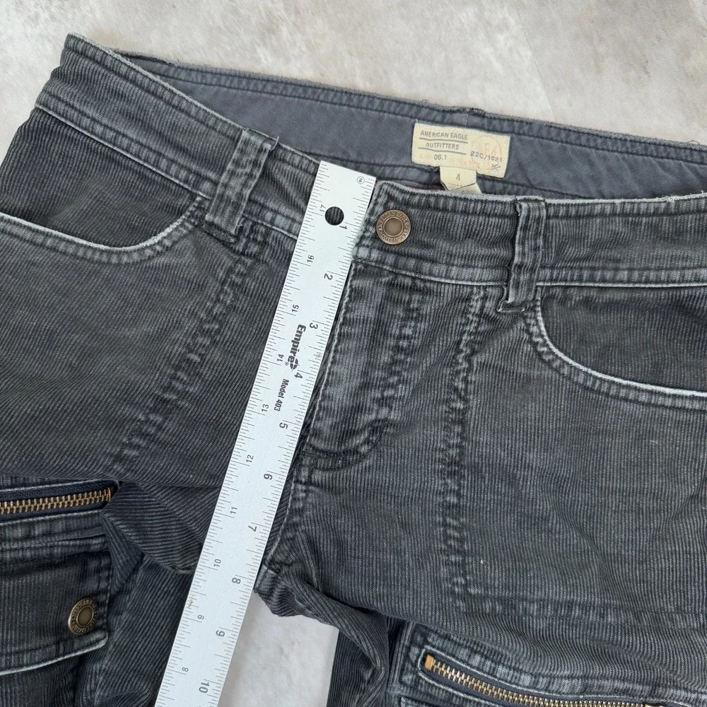 American Eagle Outfitters Corduroy Pants Womens 4 Black Flared Bootcut Granola - Picture 9 of 10
